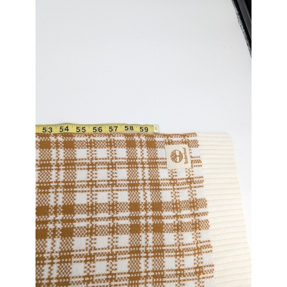 Timberland Plaid Cream Tan Winter Soft Cozy Basic Grandpa Warm Basic Scarf - Picture 5 of 5